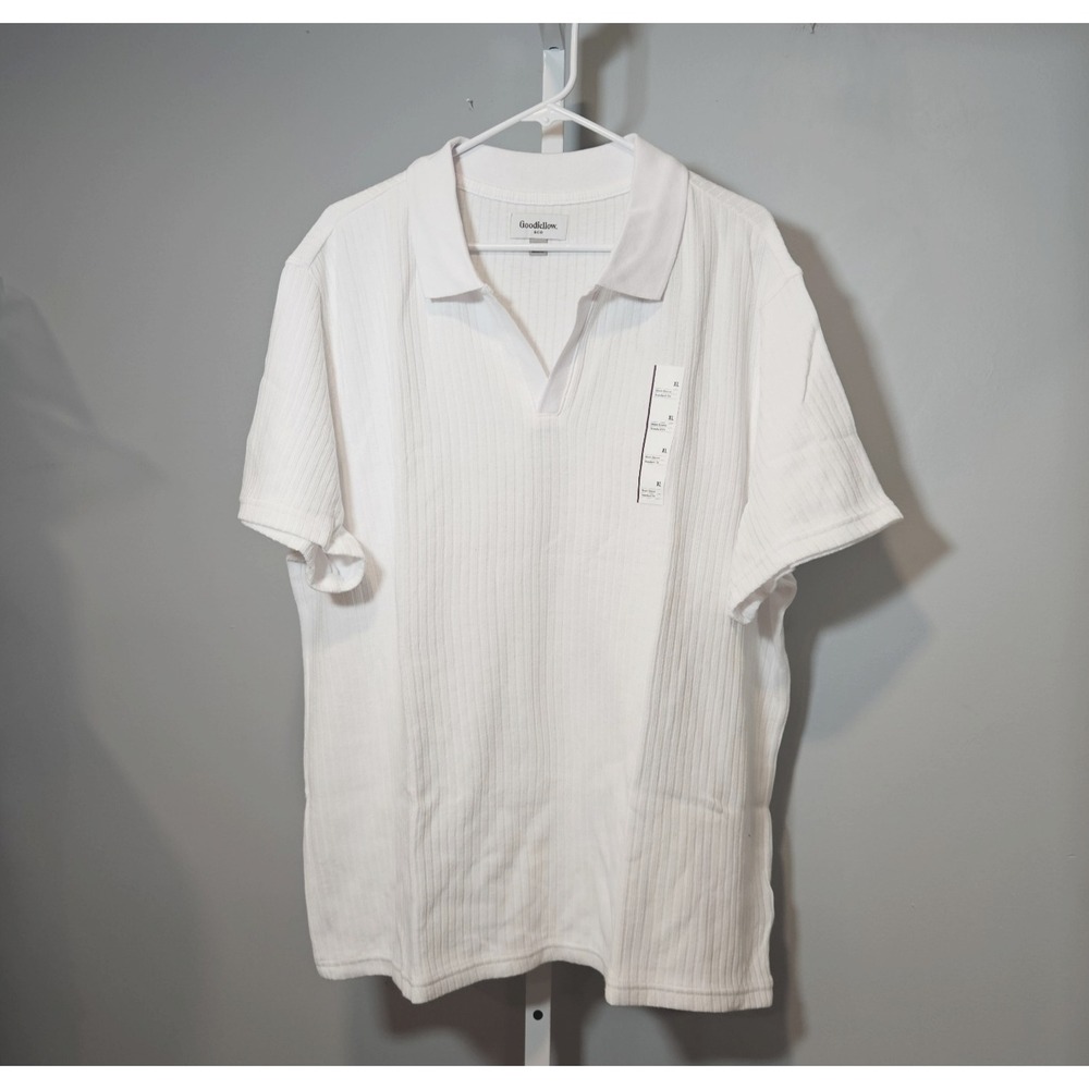 NWT Goodfellow & Co Size XL Ribbed Pullover White Top w/Johnny Collar